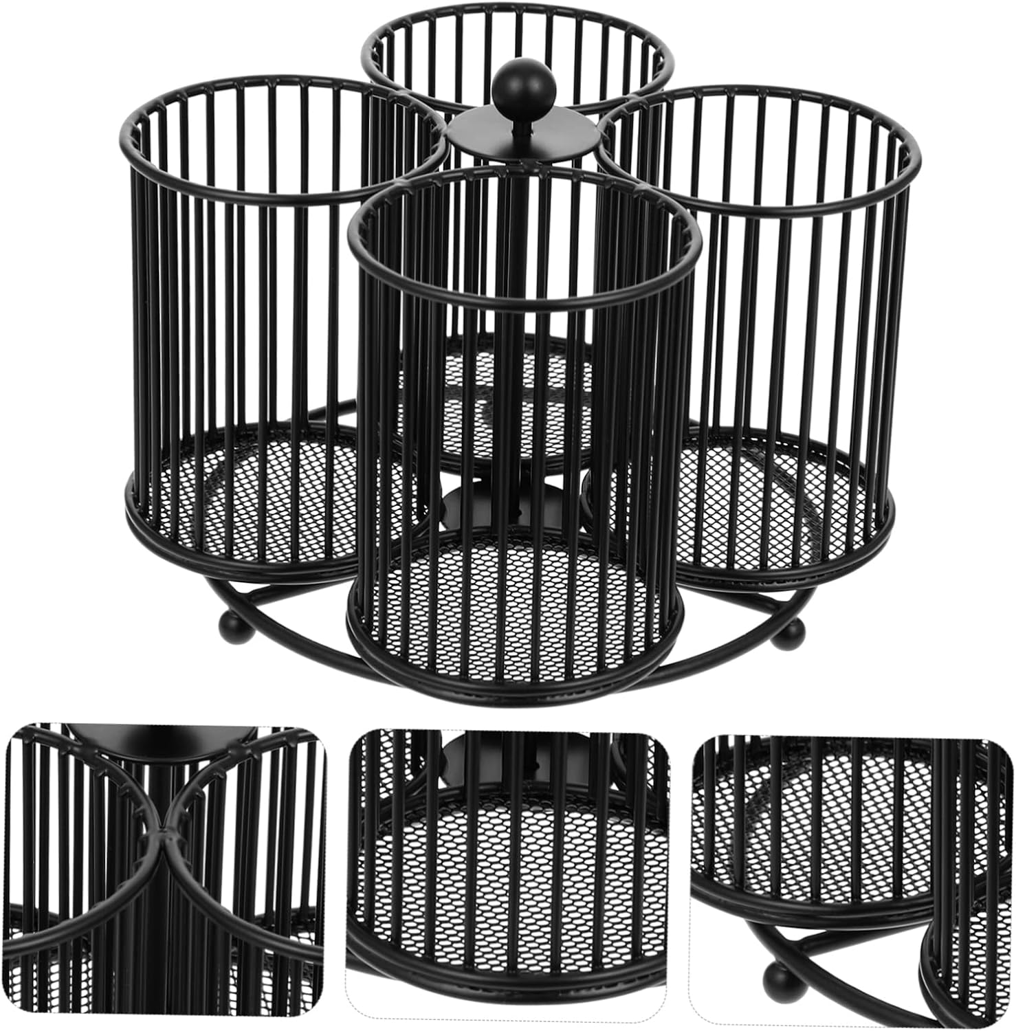 KICHOUSE Rotating Metal Pen Holder for Desk Multi-functional Makeup Organizer Iron Storage for Home Office and School Use