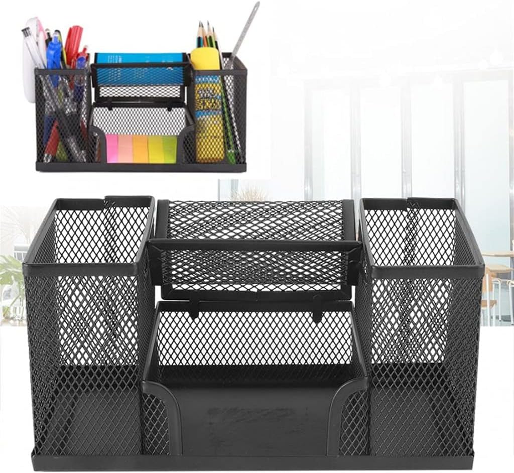 Multi-function Metal Pencil Mesh Stand Combined Pen Holder Desktop Stationery Storage Container Office School