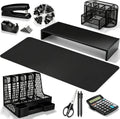 Glenmal Desk Organizer Set 12-Piece Office Desktop Accessories with Monitor Stand Desk Pad File Holder Pen Cup Etc
