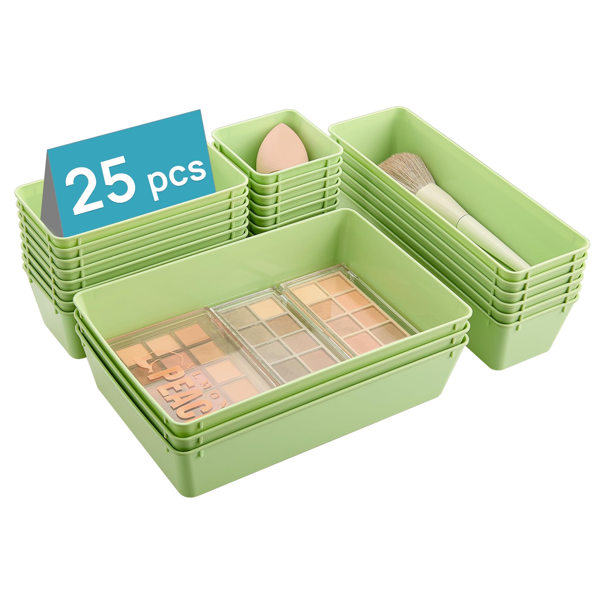 Vtopmart 28 PCS Clear Plastic Drawer Organizers Set, 4-Size Bathroom and Vanity Drawer Organizer Trays, Acrylic Storage Bins for Toiletries, Makeup, Cosmetic, Kitchen Utensils, Tool, Gadgets