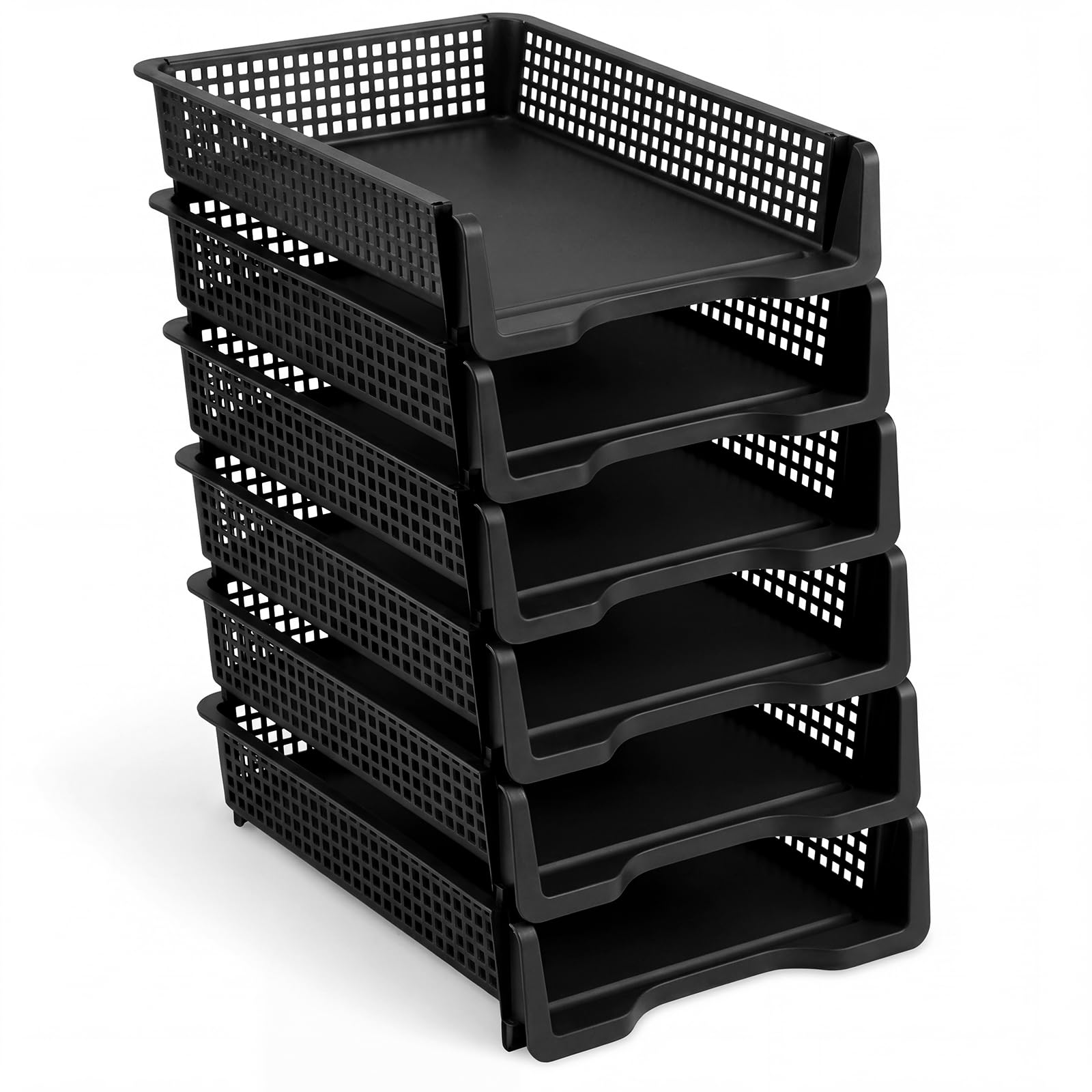 Geetery Set of 12 Plastic Trays for Teachers Turn in Trays Classroom Stackable Paper Tray Plastic Classroom Teachers Desk Letter Organizer Storage Baskets for Office, Desk, Home (Rainbow Color)
