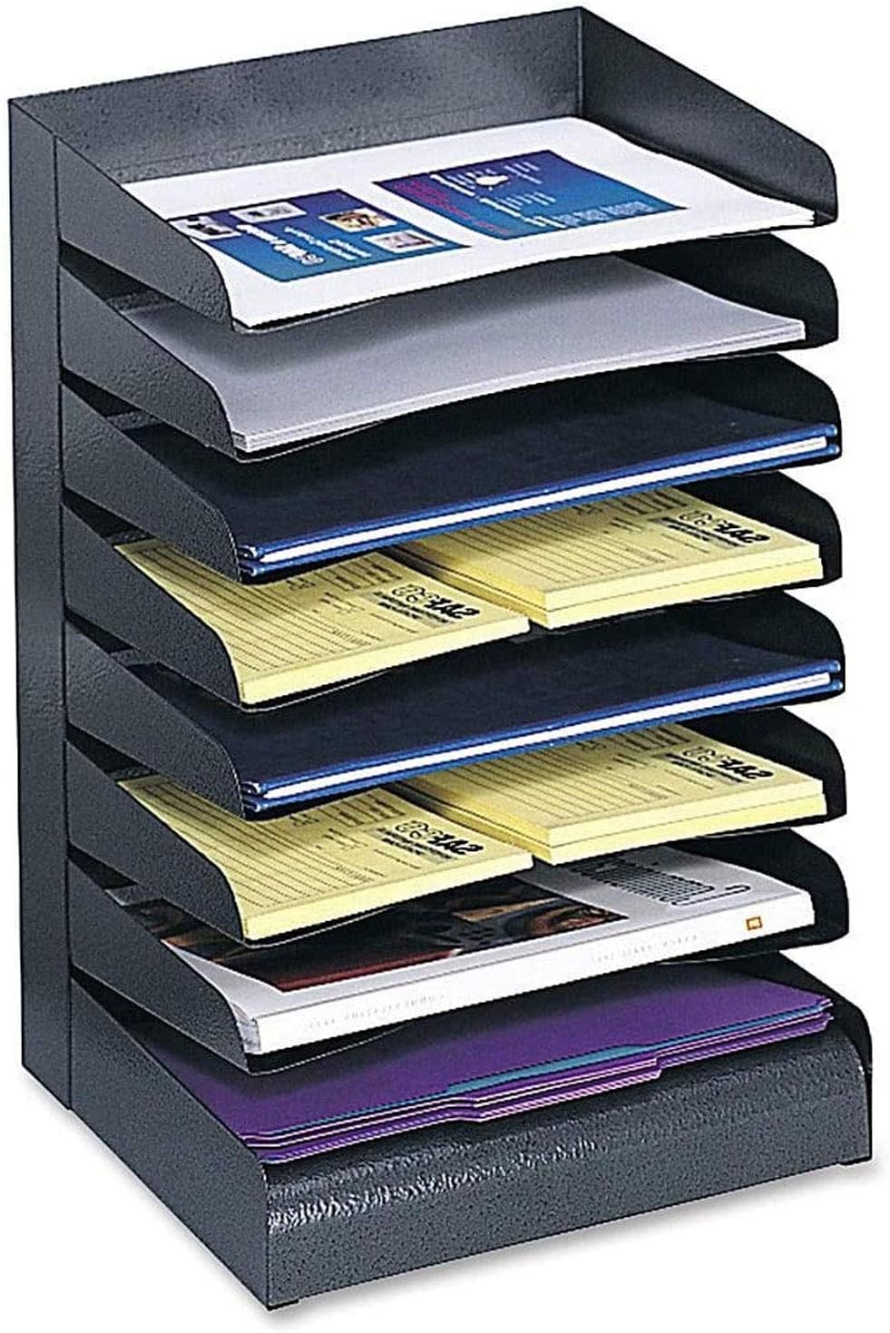 Safco 3127BL Steel Desk Organizer Tray Sorter with 5 Shelves, Black