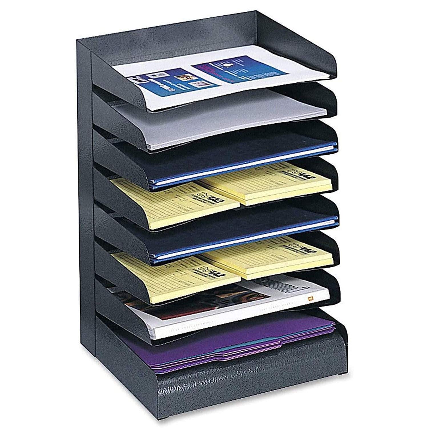 Safco 3127BL Steel Desk Organizer Tray Sorter with 5 Shelves, Black