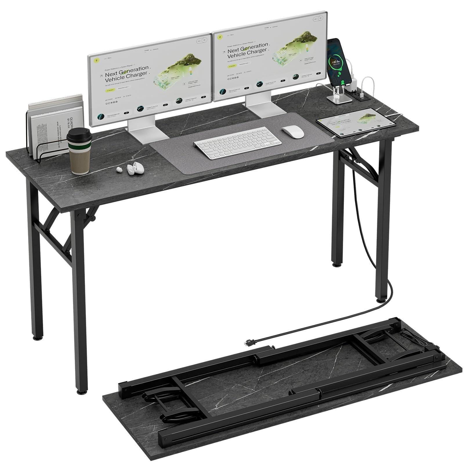 TEMI Small Computer Desk Folding Table - 35.8" Foldable Office Desk, No Assembly, Perfect for Small Spaces in Bedroom, Dorm, or Apartment, Portable Mini Desk or Study Table with Compact Design, Brown