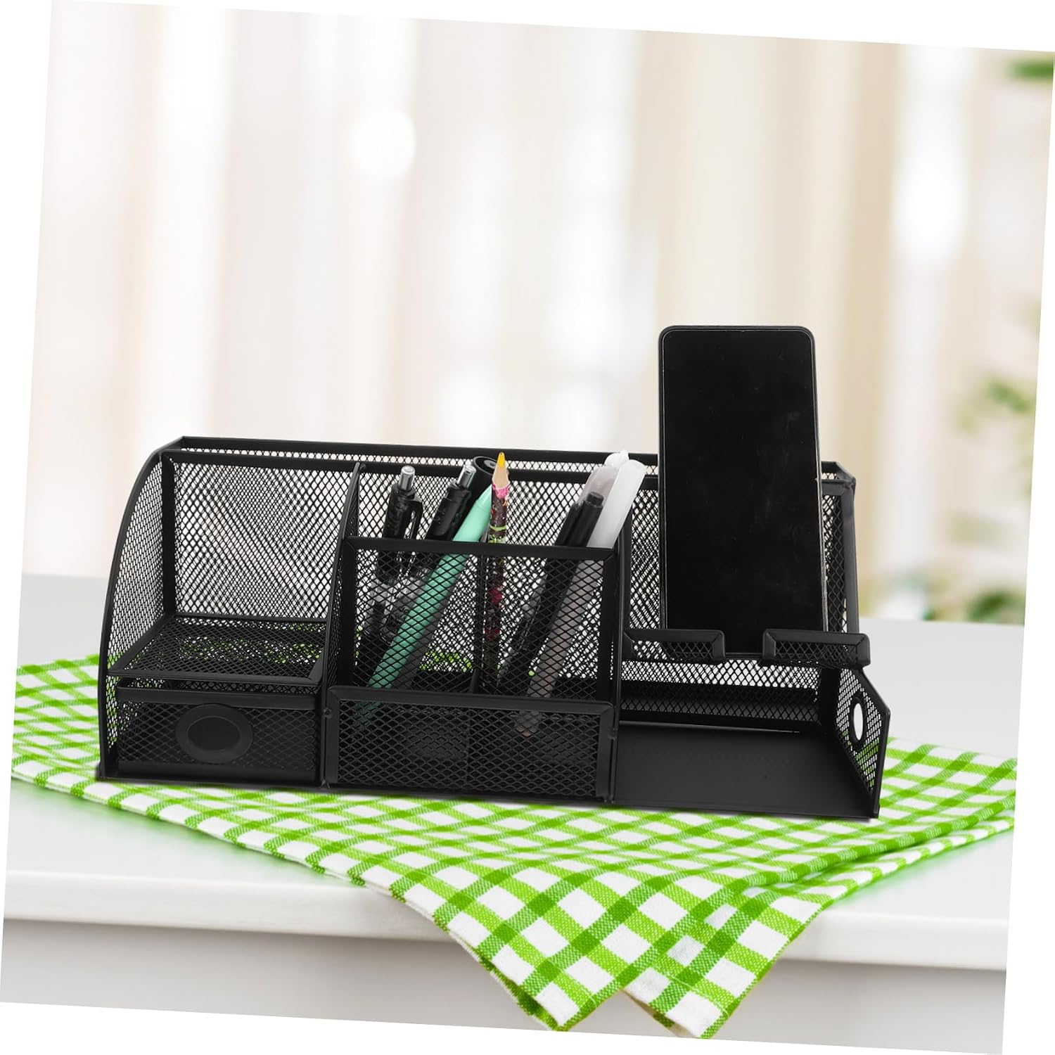 NUOBESTY Metal Pen Holder Office Desk Organizer Large Storage Box for Stationery Desktop Makeup Organizer