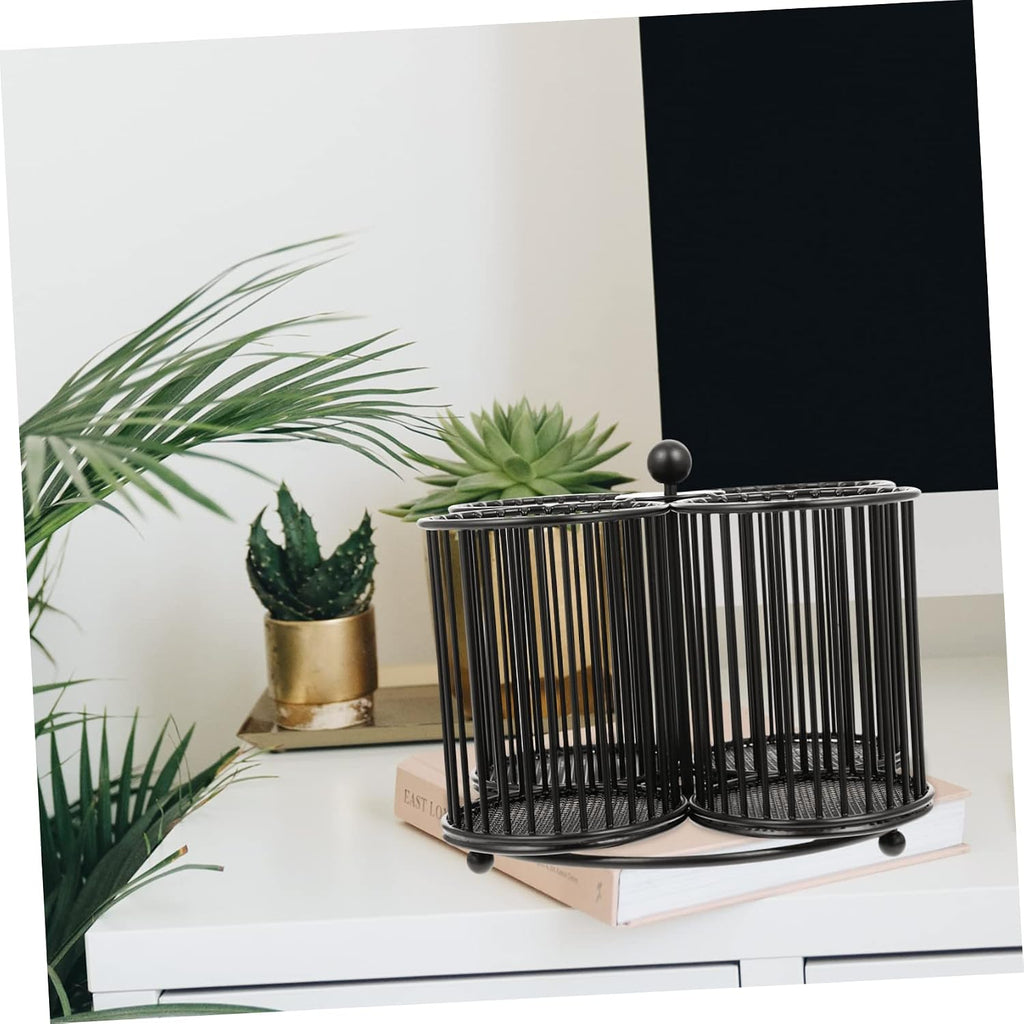 KICHOUSE Rotating Metal Pen Holder for Desk Multi-functional Makeup Organizer Iron Storage for Home Office and School Use