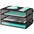 EASEPRES 5 Slot Mesh Desk Organizer Tray, File Paper Letter Folder Holder Desktop Paper Sorter Mail Organization Rack Storage Accessories, for Office Home School Classroom, Black, 2 Pack