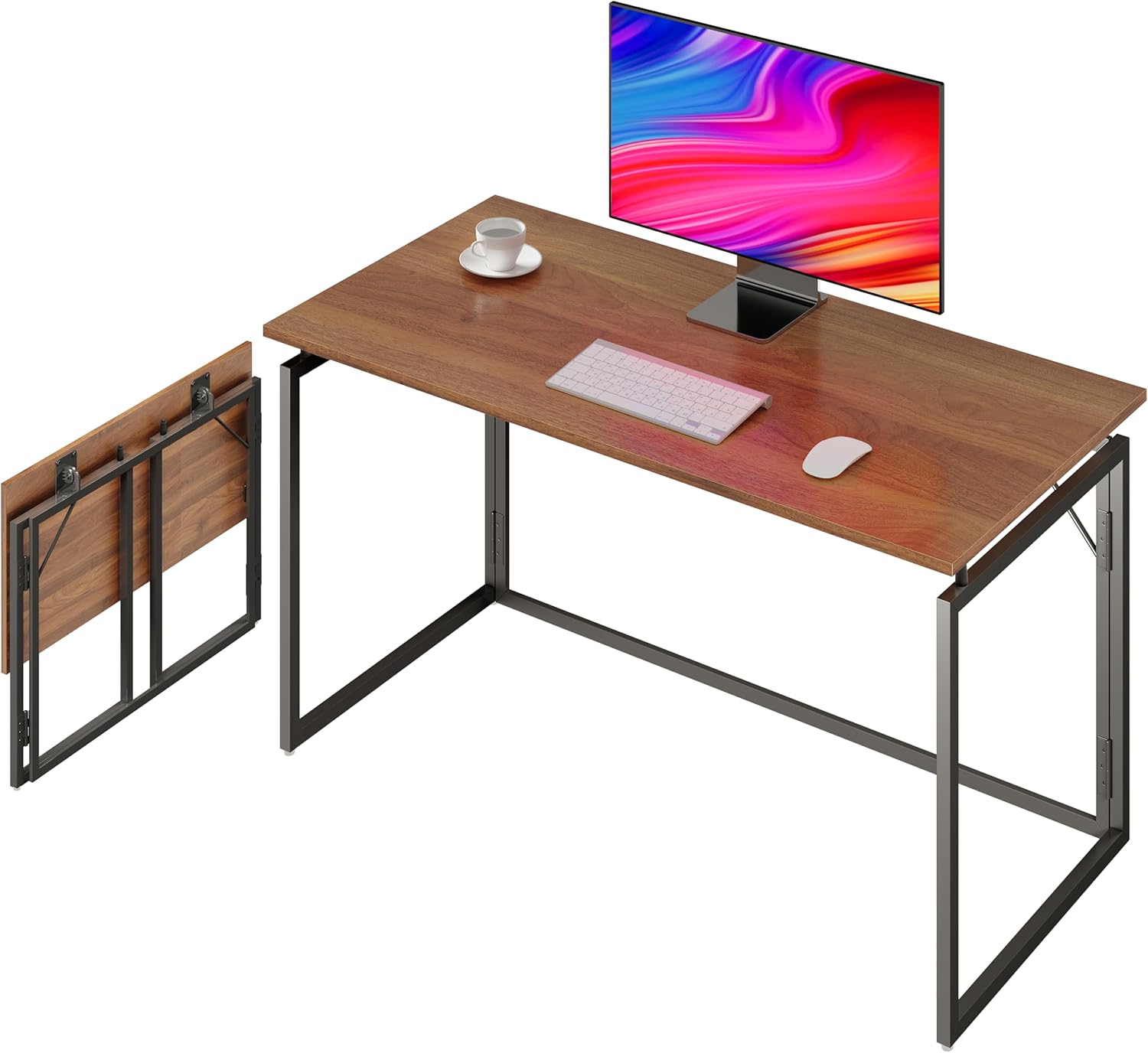 alawooder Folding Desk - 31.5" Wood Top Foldable Desk for Small Spaces | No Assembly Required Compact Desk for Home Office, Writing, and Study