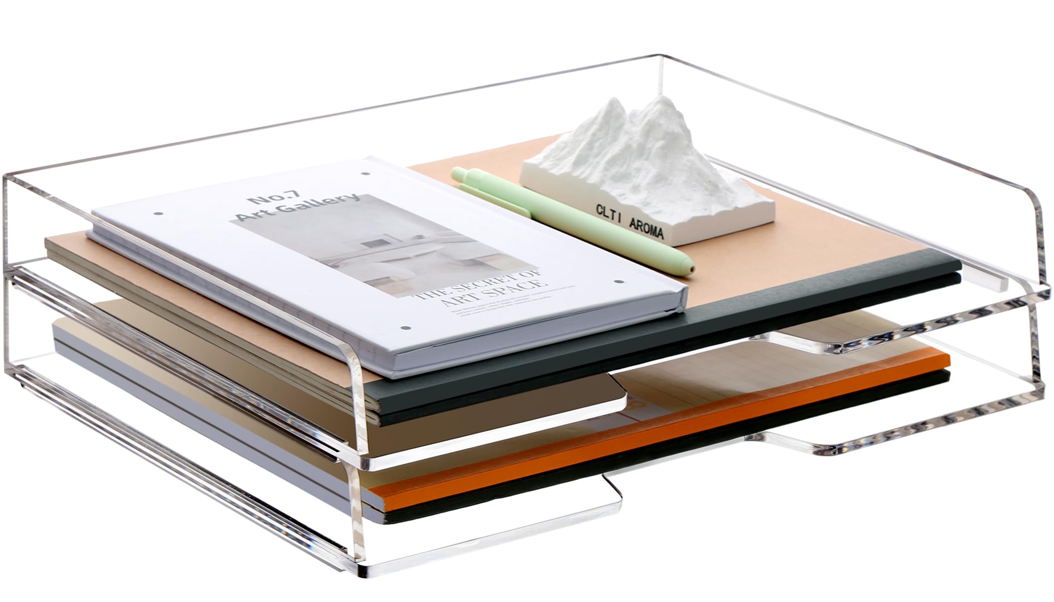 SANRUI Acrylic Stackable Letter Tray Clear Desk Paper Organizer 4-Tier Desk File Organizer Paper Sorter Holder Document Shelf Tray for Letter/A4,4-Pack