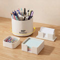 4 Pack Brown Rotating Leather Desk Organizer Set, Multi-Slot Storage for Pens Cards Notes, School Office Gift