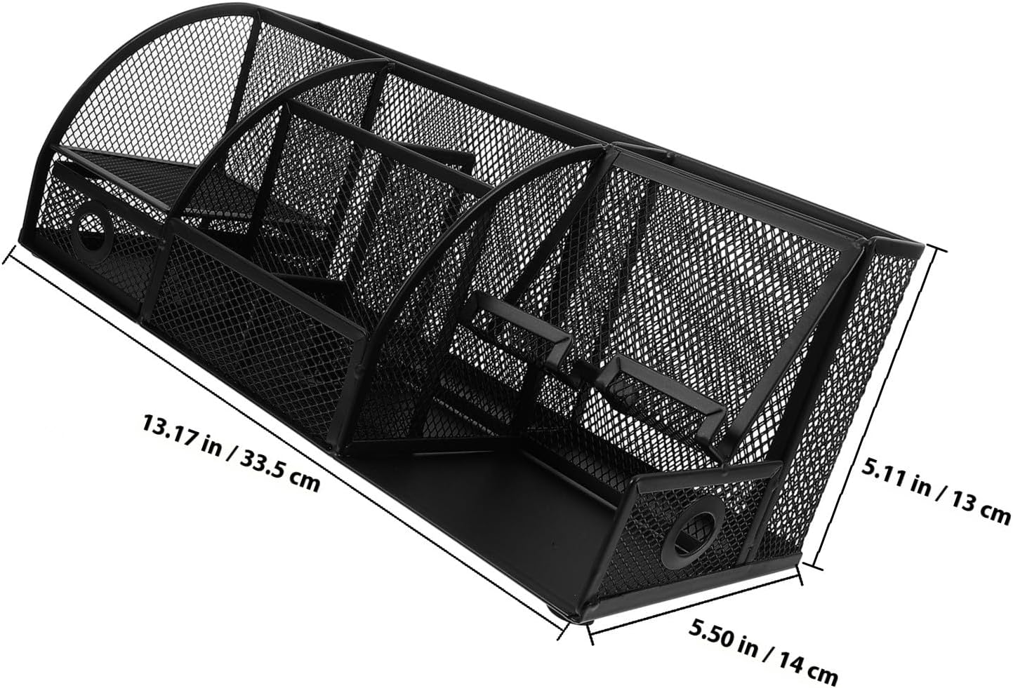 Hemoton Metal Pen Holder Desktop Organizer with 7 Compartments, Large Black Iron Tabletop Storage Box for Office Stationery and Makeup, Desk Organizer for Workspace and School Supplies