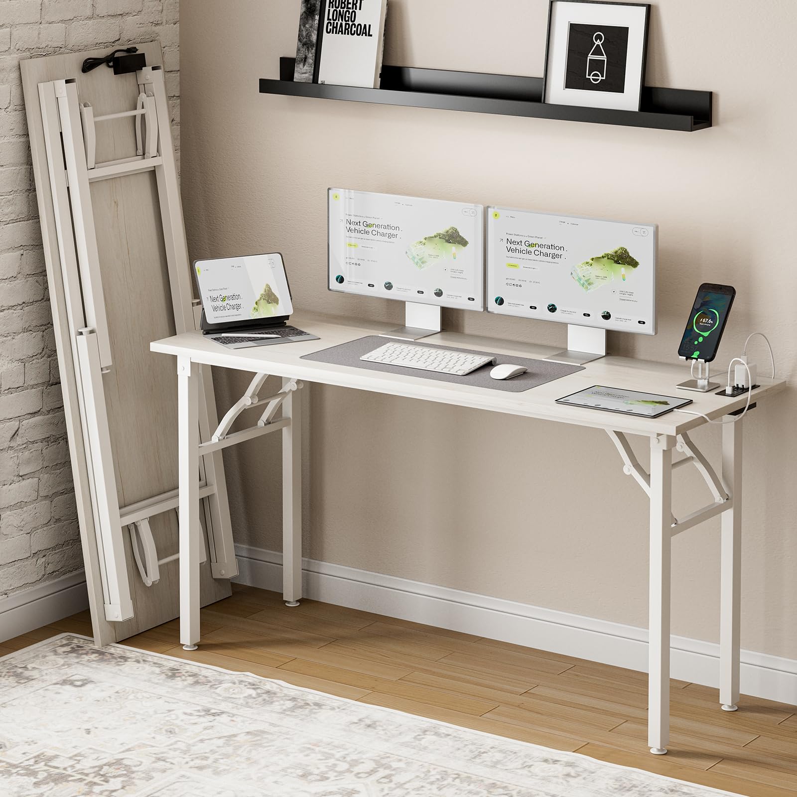 Frylr Small Folding Computer Desk – Portable 35.8 Inch Foldable Laptop Table, No-Assembly, Collapsible and Compact for Easy Storage, Lightweight for Small Spaces, Craft and Study Use, Dark Walnut