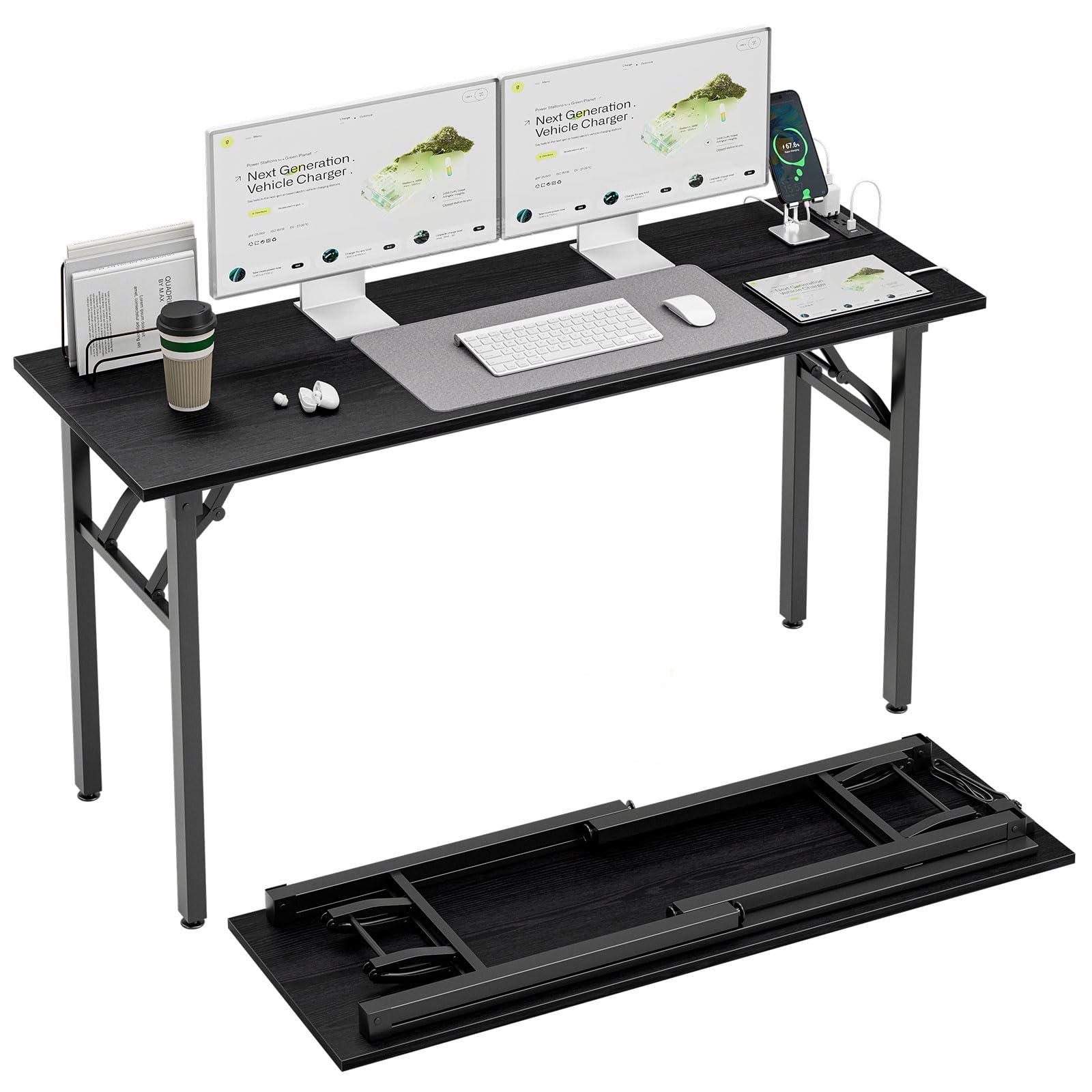 TEMI Small Computer Desk Folding Table - 35.8" Foldable Office Desk, No Assembly, Perfect for Small Spaces in Bedroom, Dorm, or Apartment, Portable Mini Desk or Study Table with Compact Design, Brown