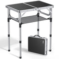 Anbte Folding Camping Table, Aluminum 24" x 16" Adjustable Height Small Folding Table with Carrying Handle, Lightweight, Portable Camping Table Waterproof for Outdoor Indoor Picnic Beach BBQ (Black)