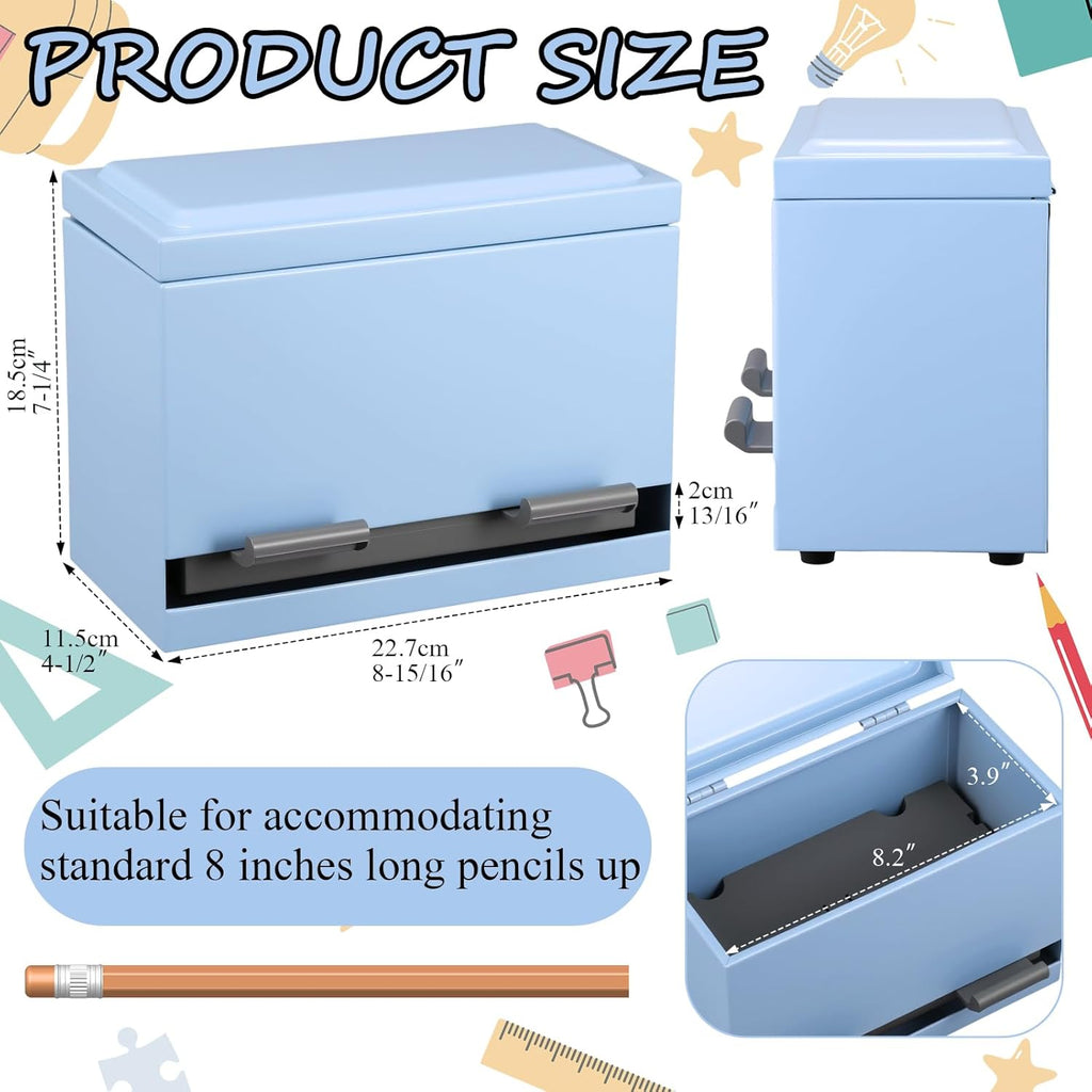 Mifoci Pencil Dispenser Holder for Classroom Pastel Stainless Steel Pencil Holder for up to 200 Pencils Reusable Metal Straw Dispenser for Home Office Restaurant Teachers Supplies Storage(Blue)