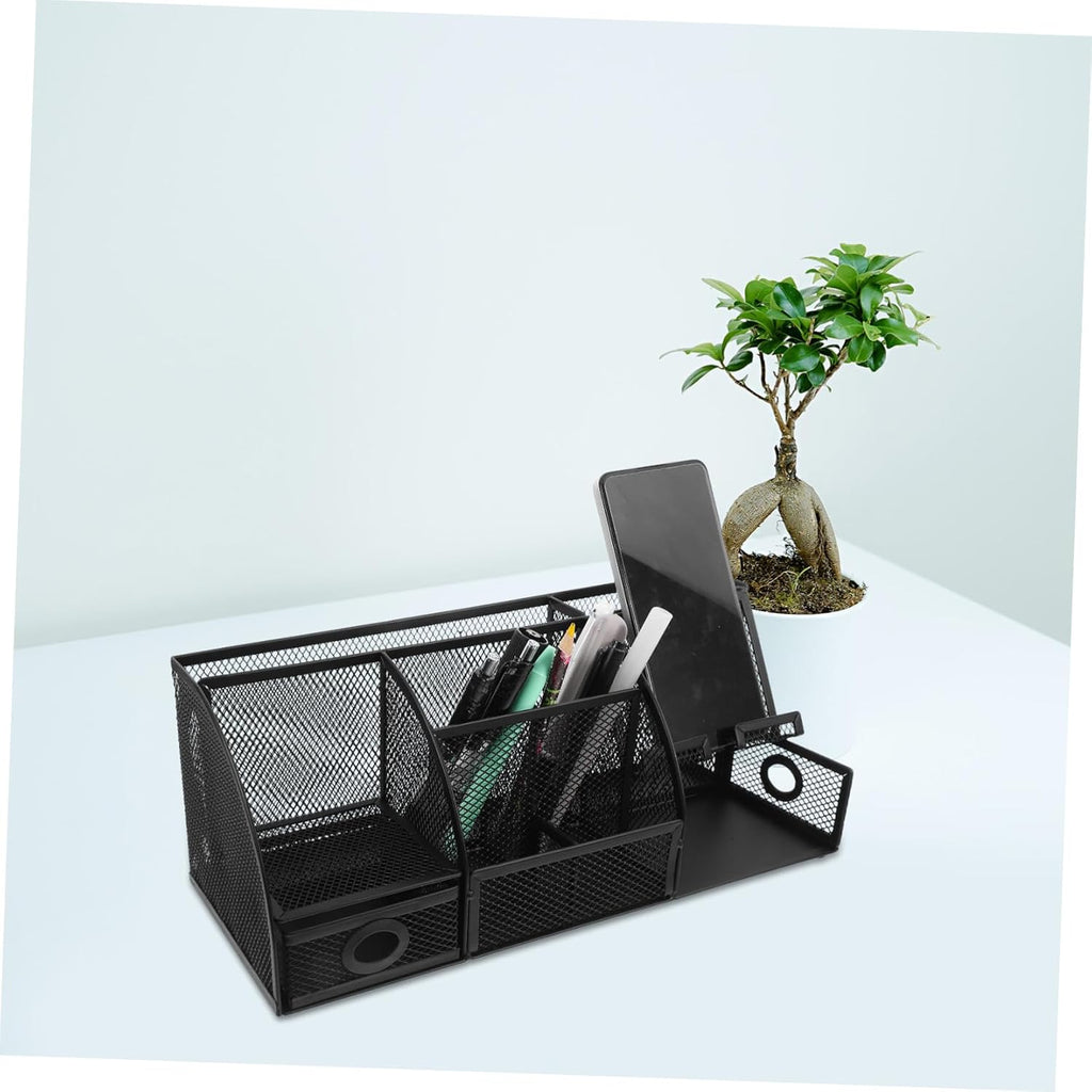 NUOBESTY Metal Pen Holder Office Desk Organizer Large Storage Box for Stationery Desktop Makeup Organizer