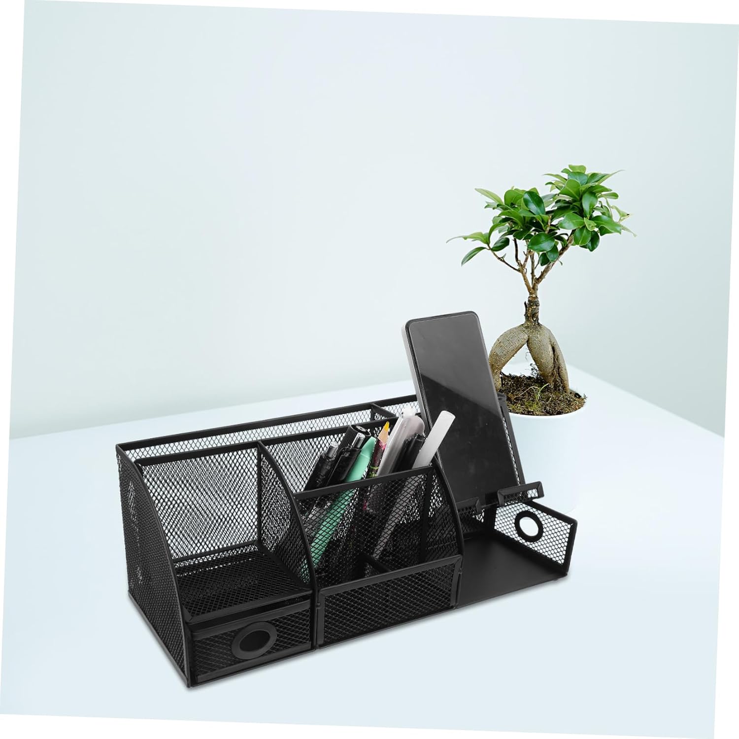 NUOBESTY Metal Pen Holder Office Desk Organizer Large Storage Box for Stationery Desktop Makeup Organizer