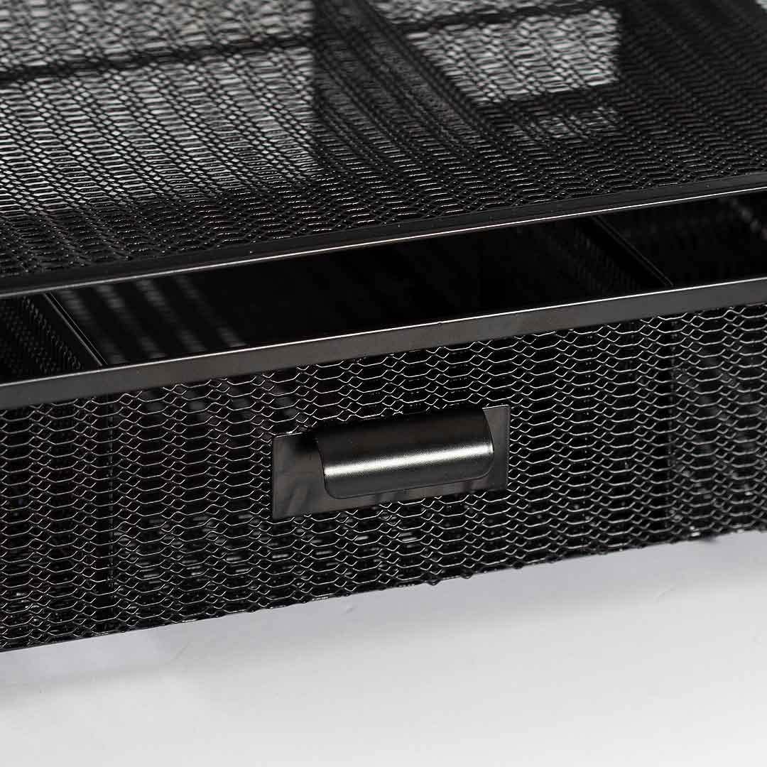 BLU MONACO | Black Wire Mesh Desk Organizer with Drawer | Desk Associates Women Office Set | File Sorters and Mesh Pen Holders Desktop Storage System