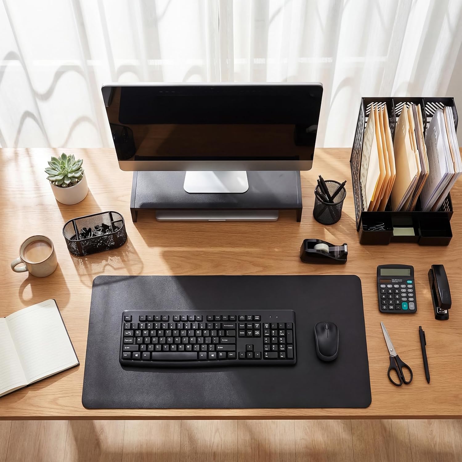 Glenmal Desk Organizer Set 12-Piece Office Desktop Accessories with Monitor Stand Desk Pad File Holder Pen Cup Etc