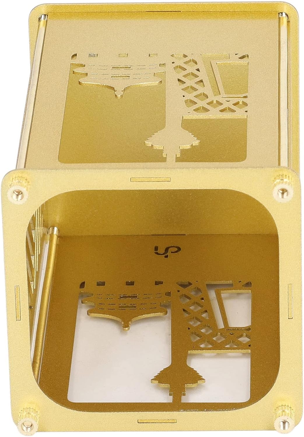 Pilipane Metal Assembled Pen Holder Gold Plating DIY Quadrate Surfaces Innovative Unique Pen Holder for Home Office School Desktop Storage Organizer