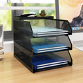Natwind 4-Tier Stackable Paper Tray, Metal Mesh Desktop Organizer, Paper Sorter, Letter Trays,File Document Storage Rack for for Home, Office, School (White)