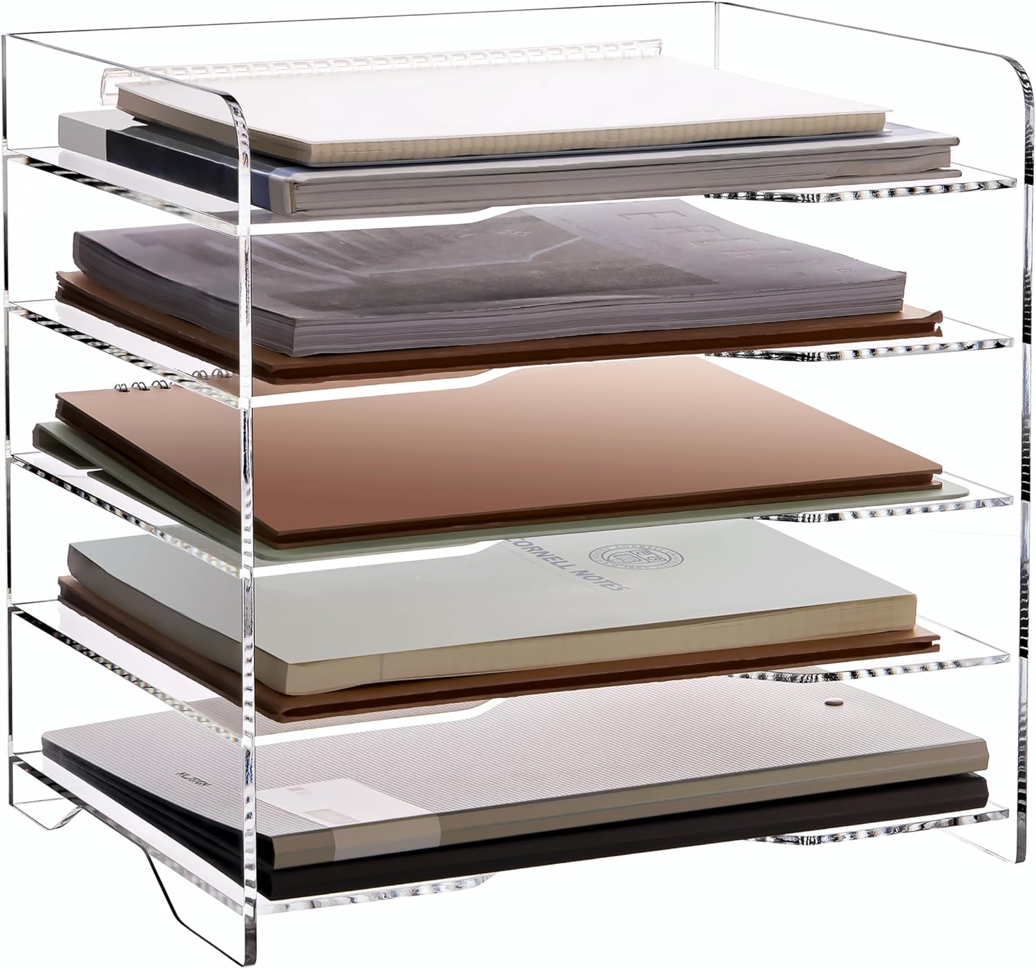 SANRUI Acrylic Stackable Letter Tray Clear Desk Paper Organizer 4-Tier Desk File Organizer Paper Sorter Holder Document Shelf Tray for Letter/A4,4-Pack