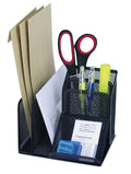 WEDO Butler Office 65554 Pen Holder 4 Compartments and Slant Tray Wire Metal Silver