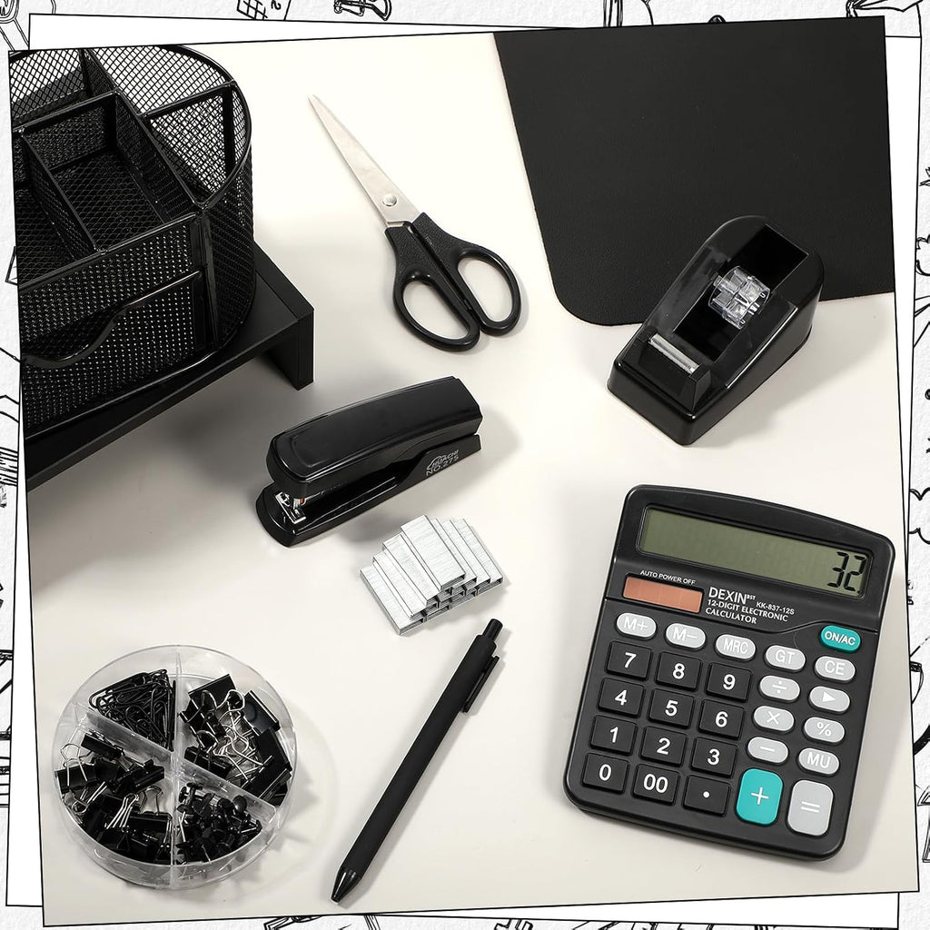 Glenmal Desk Organizer Set 12-Piece Office Desktop Accessories with Monitor Stand Desk Pad File Holder Pen Cup Etc