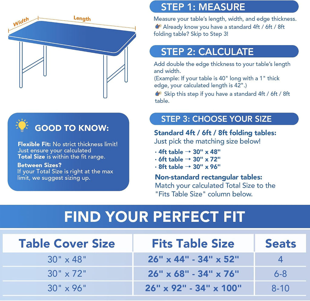Fitted Tablecloth for 6 Foot Rectangle Tables-6 Pack Black Elastic Outdoor Picnic Table Cover-Spandex Stretch Folding Table Cloths 6 ft for Camping Dining Room Patio Kitchen Banquet Party
