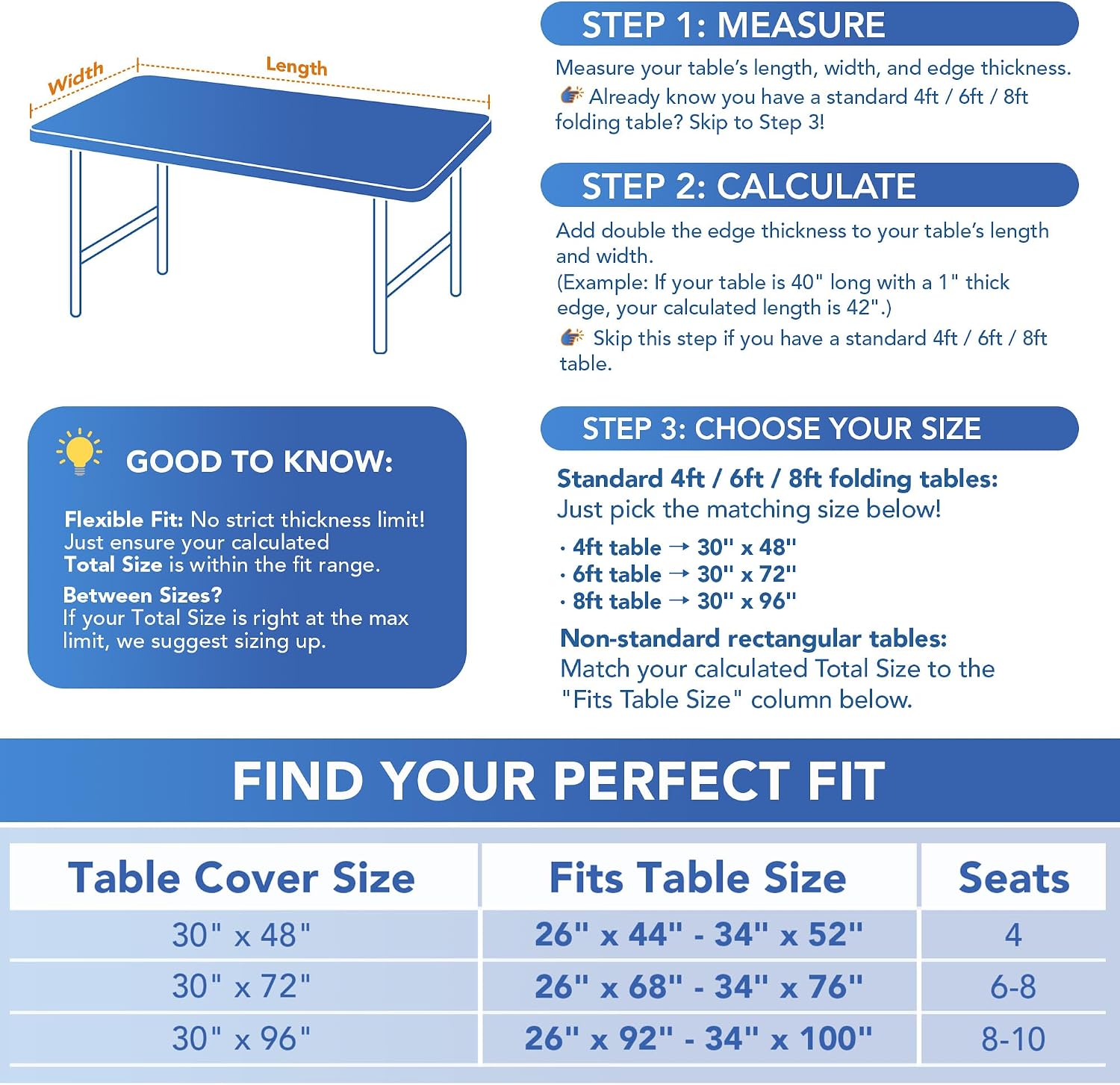 Fitted Tablecloth for 6 Foot Rectangle Tables-6 Pack Black Elastic Outdoor Picnic Table Cover-Spandex Stretch Folding Table Cloths 6 ft for Camping Dining Room Patio Kitchen Banquet Party