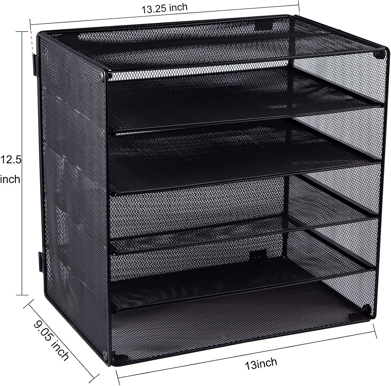 EASEPRES 5 Slot Mesh Desk Organizer Tray, File Paper Letter Folder Holder Desktop Paper Sorter Mail Organization Rack Storage Accessories, for Office Home School Classroom, Black, 2 Pack